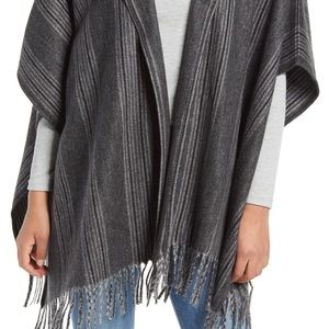 Treasure & Bond Hooded Ruana Metallic Poncho
